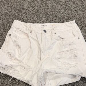 Garage White Distressed Denim Cutoff Shorts